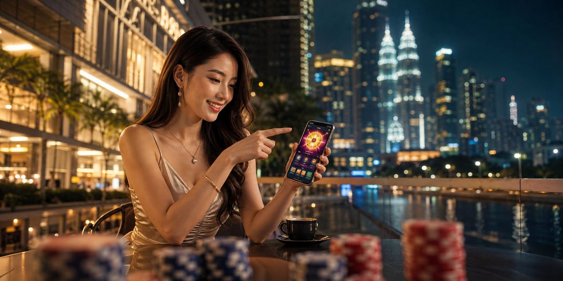 Peminat bola sepak Malaysia mengakses pertaruhan sukan dalam talian melalui telefon di Kuala Lumpur
